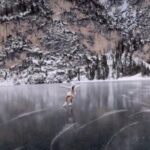 Ilaria Dentella skates on Alaska's frozen Eklutna Lake and the video is mesmerizing viewers