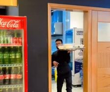 The roller-skating waiter who went a bit too fast