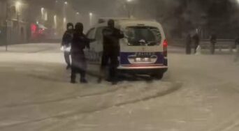 When Police Join a Snowball Fight in La Rochelle, France